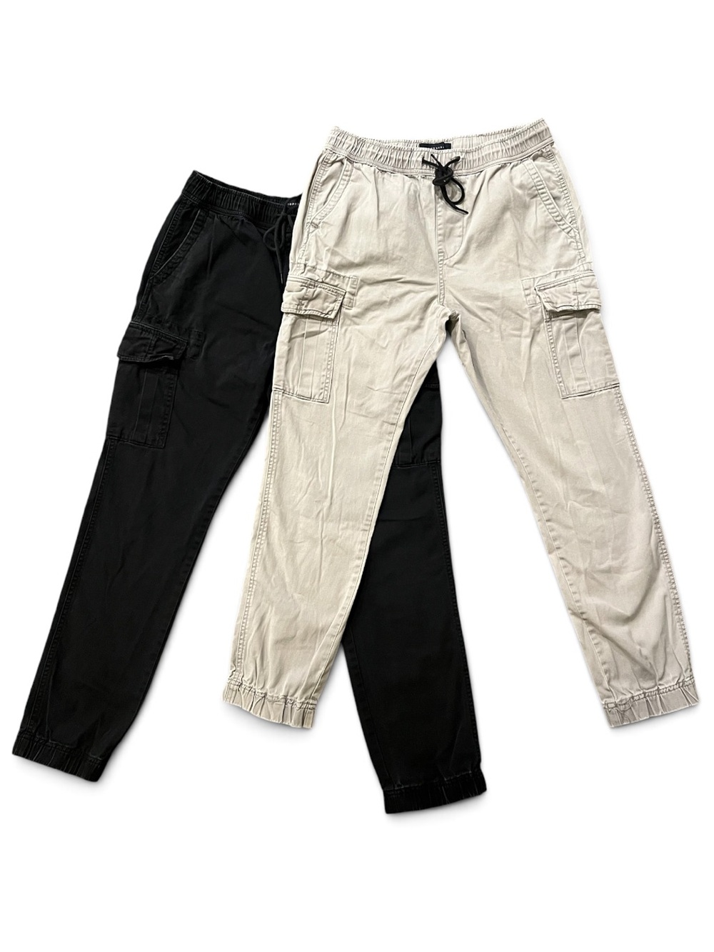 Aeropostale Men's Cargo Joggers - Black&Cream
